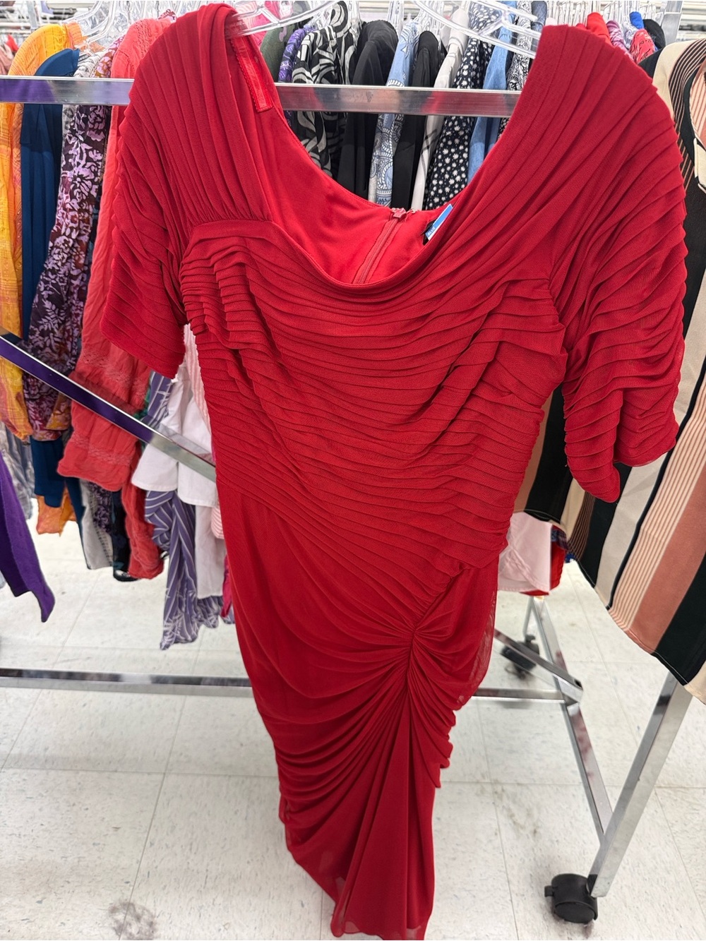 Tadashi Shoji Red Pleated Midi Dress